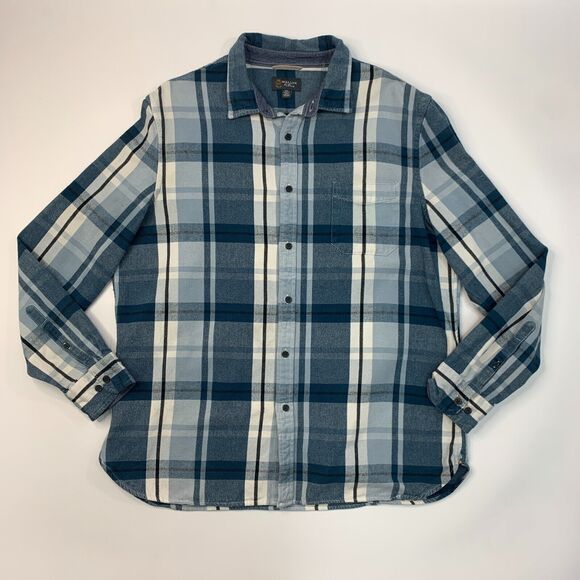 Wallin Bros Shirt Mens 2XL XXL Metal Blue Plaid Long Sleeve Cotton Button Up - Picture 2 of 12
